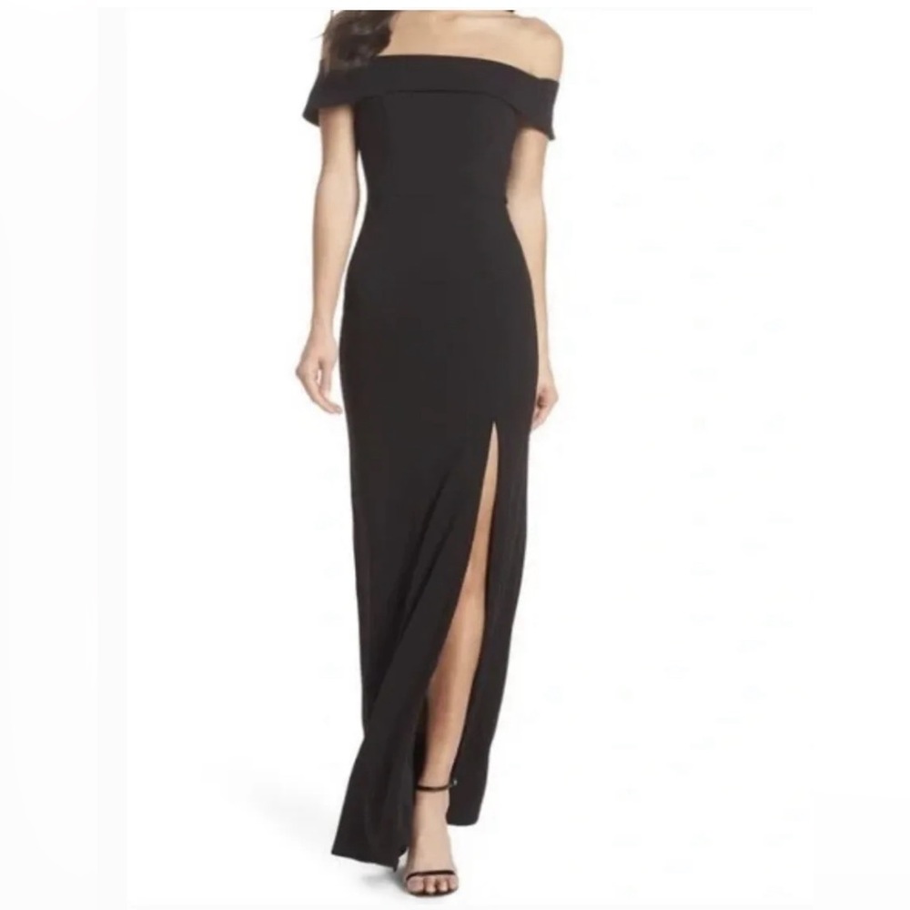 NWT LULU’S Women’s Off The Shoulder Black Dress Mermaid Gown Size Large